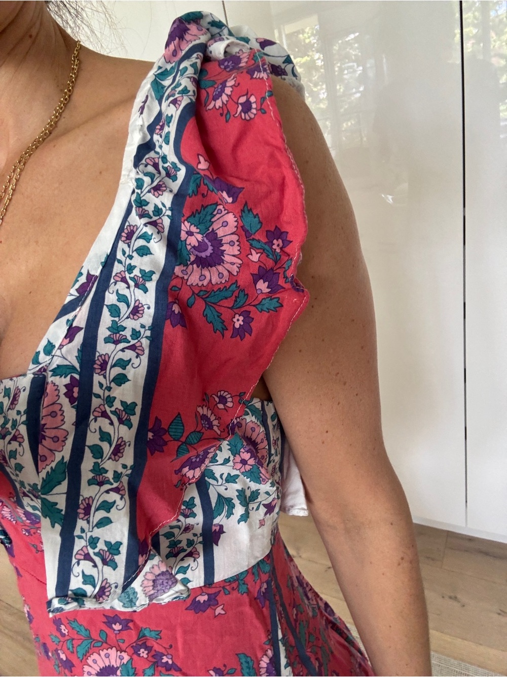 Red Floral Ruffle Sundress